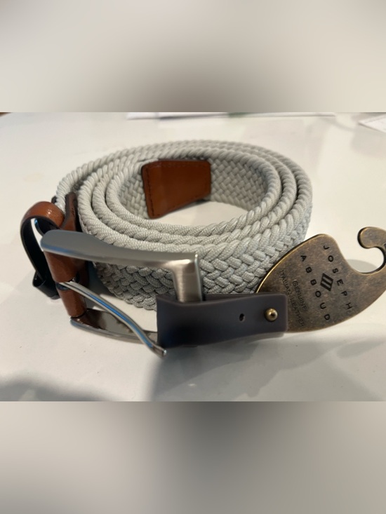Joseph Abboud Other - Joseph Abboud Light Gray Woven Belt with Brown Leather Accents Size 36 NWT ⛳️